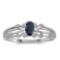 Certified 14k White Gold Oval Sapphire Ring 0.25 CTW