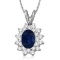 Blue Sapphire and Diamond Accented Pendant 14k White Gold (1.60ctw)