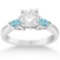 Pear Cut Three Stone Aquamarine Engagement Ring 14k White Gold (1.20ct)