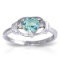 0.96 Carat 14K Solid White Gold Sunny Afternoon Blue Topaz Diamond Ring