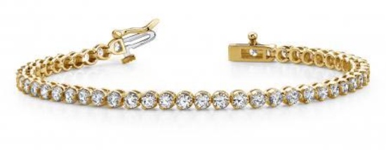 14K YELLOW GOLD 2 CTW G-H VS2/SI1 ROUND PRONG SET DIAMOND TENNIS BRACELET