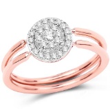 0.25 Carat Genuine White Diamond 14K Rose Gold Ring (G-H Color SI1-SI2 Clarity)