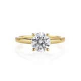 CERTIFIED 0.9 CTW D/SI2 ROUND DIAMOND SOLITAIRE RING IN 14K YELLOW GOLD