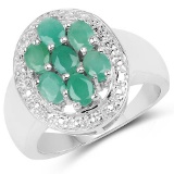 0.98 Carat Genuine Emerald .925 Sterling Silver Ring