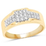 0.37 CTW Genuine White Diamond 14K Yellow Gold Ring (G-H Color SI1-SI2 Clarity)