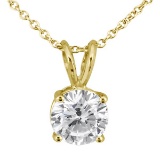 1.00ct. Round Diamond Solitaire Pendant in 18k Yellow Gold (H VS2)