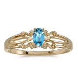 Certified 14k Yellow Gold Oval Blue Topaz Ring 0.19 CTW