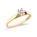 Certified 14K Yellow Gold Diamond Cluster Ring 0.04 CTW