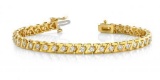 14KT YELLOW GOLD 1 CTW G-H VS2/SI1 Z LINK PRONG SET DIAMOND TENNIS BRACELET