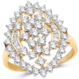 1.37 CTW Genuine White Diamond 14K Yellow Gold Ring (G-H Color SI1-SI2 Clarity)