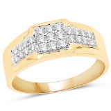 0.37 Carat Genuine White Diamond 14K Yellow Gold Ring (G-H Color SI1-SI2 Clarity)