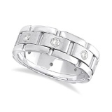 Mens Wide Band Diamond Eternity Wedding Ring 14kt White Gold (0.40ct)