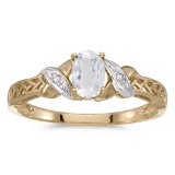 Certified 14k Yellow Gold Oval White Topaz And Diamond Ring 0.49 CTW