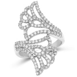 0.76 Carat Genuine White Diamond 14K White Gold Ring (G-H Color SI1-SI2 Clarity)