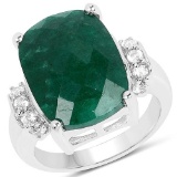 8.50 Carat Dyed Emerald and White Topaz .925 Sterling Silver Ring