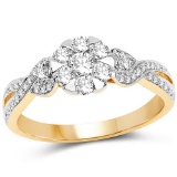 0.67 Carat Genuine White Diamond 14K Yellow Gold Ring (G-H Color SI1-SI2 Clarity)