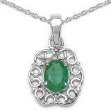 0.73 Carat Genuine Emerald Sterling Silver Pendant