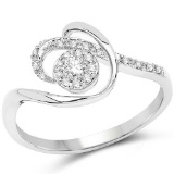 0.17 Carat Genuine White Diamond 14K White Gold Ring (G-H Color SI1-SI2 Clarity)