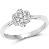 0.23 Carat Genuine White Diamond 14K White Gold Ring (G-H Color SI1-SI2 Clarity)