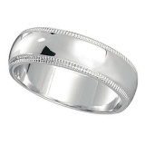 Mens Wedding Band Dome Comfort-Fit Milgrain 950 Platinum (5 mm)