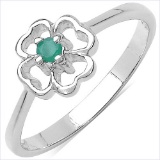 0.07 Carat Genuine Emerald .925 Sterling Silver Ring