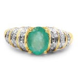 1.10 Carat Genuine Emerald 10K Yellow Gold Ring