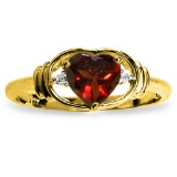 0.96 CTW 14K Solid Gold January Is Here Garnet Diamond Ring