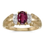 Certified 10k Yellow Gold Oval Rhodolite Garnet And Diamond Ring 0.88 CTW