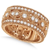 Vintage Style Byzantine Wide Band Diamond Ring 14k Rose Gold (1.37ct)