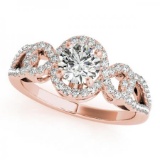 CERTIFIED 18K ROSE GOLD 1.34 CT G-H/VS-SI1 DIAMOND HALO ENGAGEMENT RING