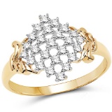 0.39 Carat Genuine White Diamond 14K Yellow Gold Ring (G-H Color SI1-SI2 Clarity)