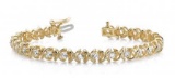 14KT YELLOW GOLD 1 CTW G-H VS2/SI1 X LINK DIAMOND TENNIS BRACELET