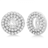 Double Halo Diamond Earring Jackets for 9mm Studs 14k White Gold (0.85ct)