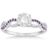 Infinity Diamond and Amethyst Engagement Ring in 14k White Gold (0.81ct)