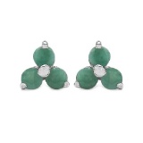 0.54 Carat Genuine Emerald .925 Sterling Silver Earrings