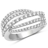0.99 Carat Genuine White Diamond 14K White Gold Ring (G-H Color SI1-SI2 Clarity)