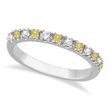 Yellow Canary and White Diamond Stackable Ring Band 14k Gold (0.25ct)