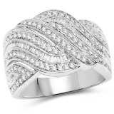 0.91 Carat Genuine White Diamond 14K White Gold Ring (G-H Color SI1-SI2 Clarity)