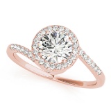 CERTIFIED 18K ROSE GOLD 1.49 CT G-H/VS-SI1 DIAMOND HALO HALO ENGAGEMENT RING
