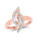 0.29 Carat Genuine White Diamond 14K Rose Gold Ring (G-H Color SI1-SI2 Clarity)