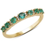 0.38 CTW Genuine Zambian Emerald and White Diamond 14K Yellow Gold Ring