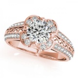 CERTIFIED 18K ROSE GOLD 1.28 CTW G-H/VS-SI1 DIAMOND HALO ENGAGEMENT RING