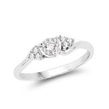 0.16 Carat Genuine White Diamond 14K White Gold Ring (G-H Color SI1-SI2 Clarity)