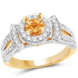 0.80 Carat Genuine White Diamond 14K Yellow Gold Ring (G-H Color SI1-SI2 Clarity)