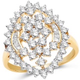 1.37 Carat Genuine White Diamond 14K Yellow Gold Ring (G-H Color SI1-SI2 Clarity)