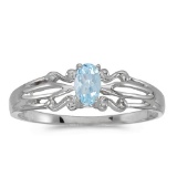 Certified 14k White Gold Oval Aquamarine Ring 0.14 CTW