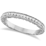 Milgrain and Filigree Diamond Wedding Band 14kt White Gold (0.20ct.)