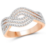 0.61 Carat Genuine White Diamond 14K Rose Gold Ring (G-H Color SI1-SI2 Clarity)