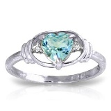 0.96 Carat 14K Solid White Gold Sunny Afternoon Blue Topaz Diamond Ring