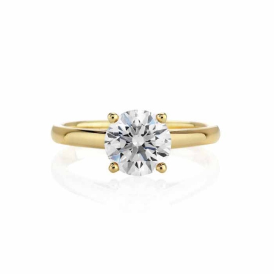 CERTIFIED 0.9 CTW F/SI1 ROUND DIAMOND SOLITAIRE RING IN 14K YELLOW GOLD